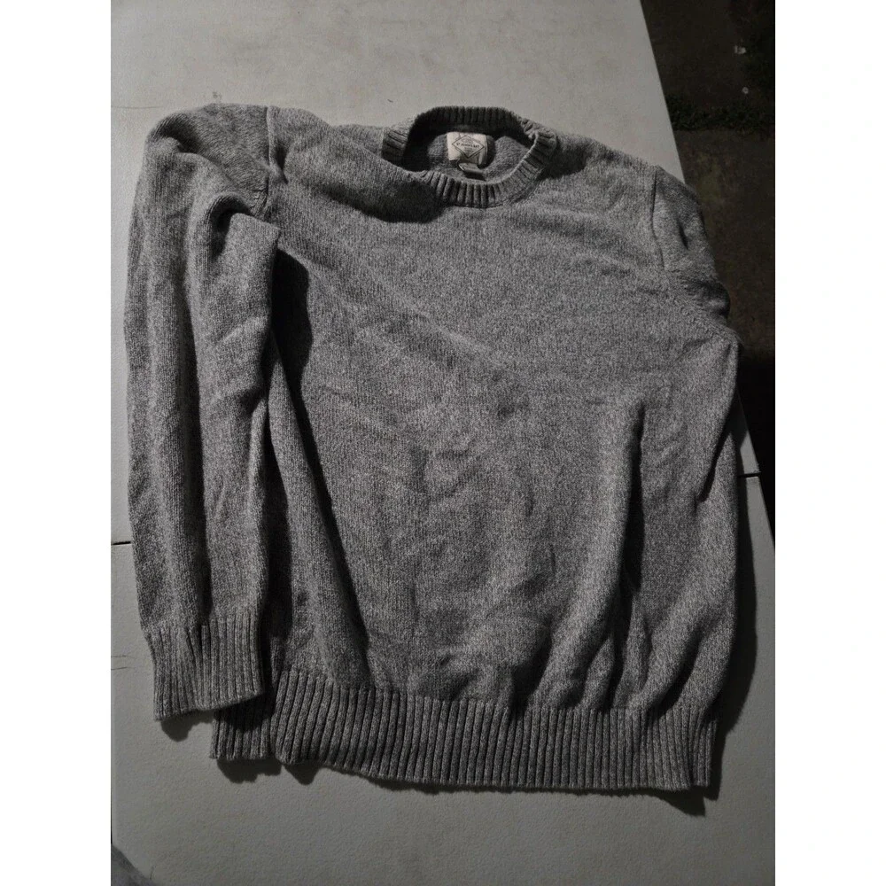 St. John's Bay Men's XL Gray 100% Cotton Knit Crewneck Sweater Pullover Classic